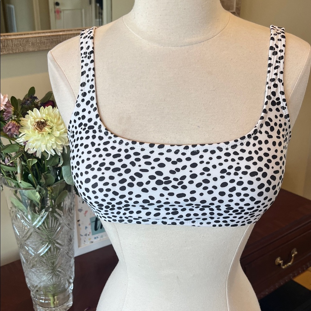 Dotted Black White Bikini Top Full Coverage